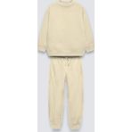The Champ Clothing Bej Çocuk Bisiklet Yaka Bel Ve Paça Lastikli Basic Içi Polar Eşofman Takımı