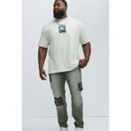 The Champ Clothing Büyük Beden Erkek Tişört %100 Pamuk Los Angeles Baskılı Beyaz Oversize Yazlık
