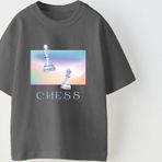 The Champ Clothing Chess Yazılı Renkli Satranç Tasarım Baskılı Füme Çocuk T-Shirt