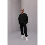 The Champ Clothing Erkek Oversize Eşofman Takımı Basic Siyah – Bisiklet Yaka, Lastikli Paça, 3 İplik Şardonlu