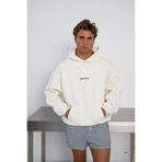 The Champ Clothing Erkek Oversize Sweatshirt Hoodie CHMP STUDIOS Beyaz – Kapüşonlu, 3 İplik Polar, Kanguru Cepli