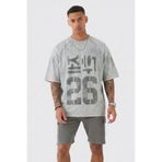 The Champ Clothing Erkek Oversize Tişört Code 26 Baskılı Gri Yıkamalı – Premium Vintage Özel Kumaş