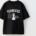 The Champ Clothing Fearless Yazılı Satranç Tasarım Baskılı Siyah Çocuk T-Shirt