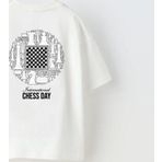 The Champ Clothing International Chess Day Yazılı Satranç Tasarım Baskılı Beyaz Çocuk T-Shirt