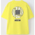 The Champ Clothing International Chess Day Yazılı Satranç Tasarım Baskılı Sarı Çocuk T-Shirt