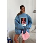 The Champ Clothing Kadın Oversize Sweat Elbise Marine – 3 İplik Şardonlu , Bisiklet Yaka, Pantone - prenses baskılı