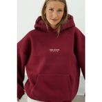 The Champ Clothing Kadın Oversize Sweatshirt Hoodie CHMP STUDIOS Bordo – Kapüşonlu, 3 İplik , Kanguru Cepli
