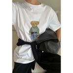 The Champ Clothing Kadın Oversize Tişört COZY Bear Baskılı Beyaz– %100 Pamuk Compact Süprem 24/1