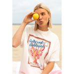 The Champ Clothing Kadın Oversize Tişört Salty&Sunkissed Baskılı Beyaz – Bisiklet Yaka, %100 Pamuk Compact Süprem 24/1