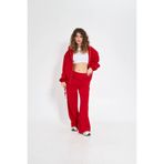 The Champ Clothing Kırmızı Kadın Oversize Eşofman Takımı – Çift Taraflı Fermuarlı Kapüşonlu, Polar Astarlı, Bol Paça