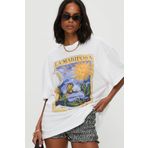 The Champ Clothing La Mariposa Temalı Sanatsal Oversize Beyaz Kadın Tişört