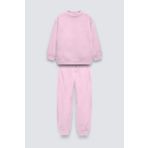 The Champ Clothing Pembe Çocuk Bisiklet Yaka Bel Ve Paça Lastikli Basic Içi Polar Eşofman Takımı