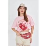 The Champ Clothing Strawberry Fields Forever Baskılı %100 Pamuk Kadın Oversize Pembe Tişört