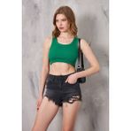 The Champ Clothing The Champ Geniş Yaka Yeşil Kadın Crop Top - L - XL