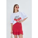 The Champ Clothing White Fox Life Is Sweat Baskılı Bisiklet Yaka T-shirt Kadın