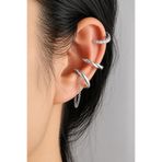 The Collection 3'lü Deliksiz Zirkon Taşlı Kadın Ear Cuff Kıkırdak Küpe Set