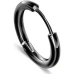 The Collection Unisex Cerrahi Çelik Siyah Renk 12 mm Halka Küpe