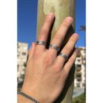 The Collection Unisex Gümüş Kaplama Üçgen Desen Labirentl Sezar Taç Yaprak Model Alyans Ayarlanabilir Yüzük Set - Standart