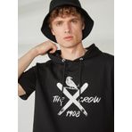 The Crow Kapüşonlu Siyah Erkek Sweatshirt, Siyah, XL