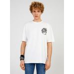 The Crow TC 9019 Bisiklet Yaka Baskılı Beyaz Erkek T-Shirt