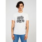 The Crow TC7121 Bisiklet Yaka Baskılı Beyaz Erkek T-Shirt