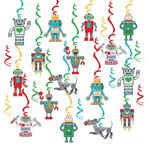 The DaPai Eğlenceli Robot Temalı Asılı Swirls Doğum Günü Partisi Süslemeleri Mutlu Yıllar Teçhizat Robotlar Tavan Swirls Robot Parti Flamalar Teknoloji Sevgi Çocuklar Çocuklar için Doğum Günü Bebek Duş Parti Malzemeleri