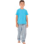 The Don Aile Turkuaz Gri-Lacivert Ekose Erkek Çocuk Pijama Takımı - 5 - 6 Yaş