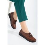 The Dortex Shoes The Dortex CD04 Kadın Içi Dışı Ortopedik Esnek Lastik Bağcıklı Anne Ayakkabısı - Kahverengi