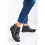 The Dortex Shoes Thee Dortex LADY402 Hakiki Deri Cırtlı Ultra Rahat Kadın Kışlık Bot - Siyah