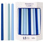 The Dreidel Company 8 Hanuka Gecesi İçin Lüks Konik Hanuka Menorah Mumları (Pastel Mavisi/Beyaz)