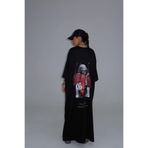 The evecen dijital baskı oversize Tshirt elbise Siyah Standart