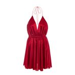 The evecen Özel Tasarım Bluing Kırmızı Saten Kısa Elbise kırmızı M/L