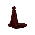 The evecen Özel Tasarım Bordo Uzun Kuyruklu Elbise Bordo M/L