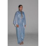 The evecen Simli Doha Model Elbise (tesettür için crop ayrı satılmaktadır) Mavi L/XL