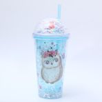 The Everything Store Kapaklı Yazlık Çift Katmanlı Taşınabilir Plastik Bardak, Karikatür Yıldız Pipet, Kırılmış Buz Bardağı (Yurt Dışından) - 3BP-Yeşil - Suluklar Mataralar - 10.2*10.2*21cm
