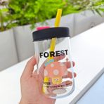 The Everything Store Sevimli Karikatür Cam Matara Yaz Içimi Için, Soğuk ve Ilginç Pipet Su Şişesi Suluk (Yurt Dışından) - 18S-Siyah - Suluklar Mataralar - 15*10*10cm