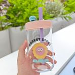 The Everything Store Sevimli Karikatür Cam Matara Yaz Içimi Için, Soğuk ve Ilginç Pipet Su Şişesi Suluk (Yurt Dışından) - 6GA-Pembe - Suluklar Mataralar - 15*10*10cm