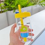 The Everything Store Sevimli Karikatür Cam Matara Yaz Içimi Için, Soğuk ve Ilginç Pipet Su Şişesi Suluk (Yurt Dışından) - Açık Sarı - Suluklar Mataralar - 15*10*10cm