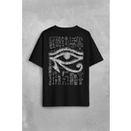 The Eye Of Ra Antik Mısır Ra'ın Gözü Baskılı Unisex Oversize Siyah Tişört