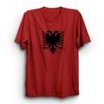 The Fame Arnavutluk Bayrağı Logo Baskılı, Unisex,%100 Pamuk Tişört, Kırmızı, 2XL