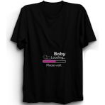 The Fame Baby Loading, Girl, Kız, Pregnant, Hamilelik, Cinsiyet Partisi Pamuk Tişört - Siyah