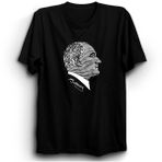 The Fame Box Mustafa Kemal Atatürk, Çizgili, Imza Tişört - 3XL - Siyah