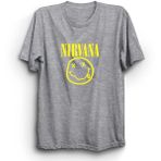The Fame Box Nirvana, Smile Logo, Rock, Metal Tişört - Gri - 4XL