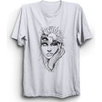 The Fame Flowery Face Çiçek ve Yüz Kadın Çizim Beyaz Kadın T-shirt