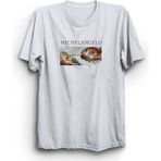 The Fame Michelangelo The Creation of Adam Resim Ressam Sanat Beyaz Kadın T-shirt