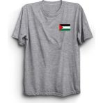 The Fame Palestinian Flag, Mini Logo, Filistin Bayrağı Küçük Logo Tişört - 12 - 13 Yaş - Gri