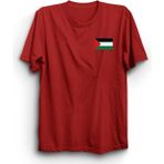The Fame Palestinian Flag, Mini Logo, Filistin Bayrağı Küçük Logo Tişört - 3XL - Kırmızı