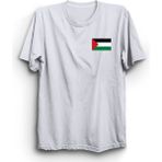 The Fame Palestinian Flag, Mini Logo, Filistin Bayrağı Küçük Logo Tişört - 5XL - Beyaz