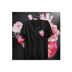 The Fame Pink Heart Logo Flyd Rock Metal Siyah Kadın T-shirt