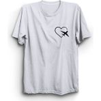 The Fame Uçak Kalp Rota Logo Airplane Heart Route Beyaz Kadın T-shirt